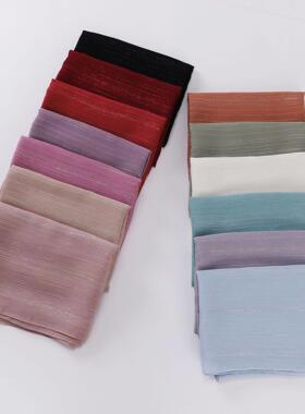 Chiffon silver silk pleated long scarf Hui ethnic 褶皱长围巾