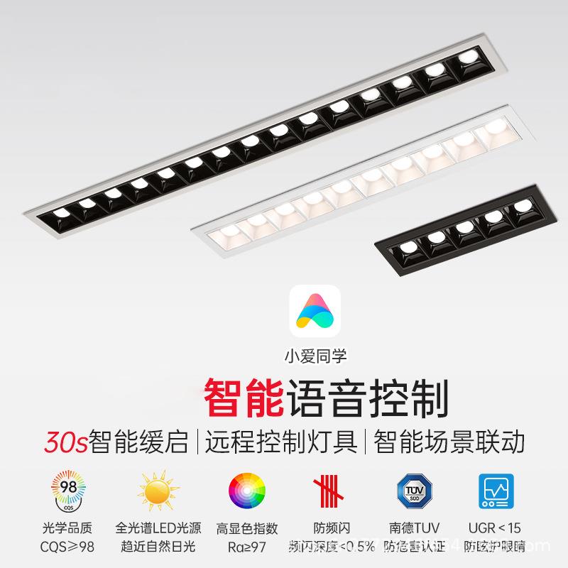 Embedded grille spotlight ceiling living room long linear graffiti downlight without main light smart dimming grille light