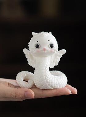 久造陶瓷可爱生肖蛇摆件创意家居招财工艺品蛇年吉祥物公司小礼品