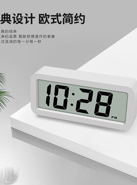 北欧简约LCD闹钟大屏数字显示静音万年历时钟家居装饰电子闹钟