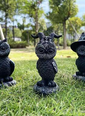 新款直销新款万圣节摆件魔法猫咪树脂工艺品独立站动物雕塑橱窗桌