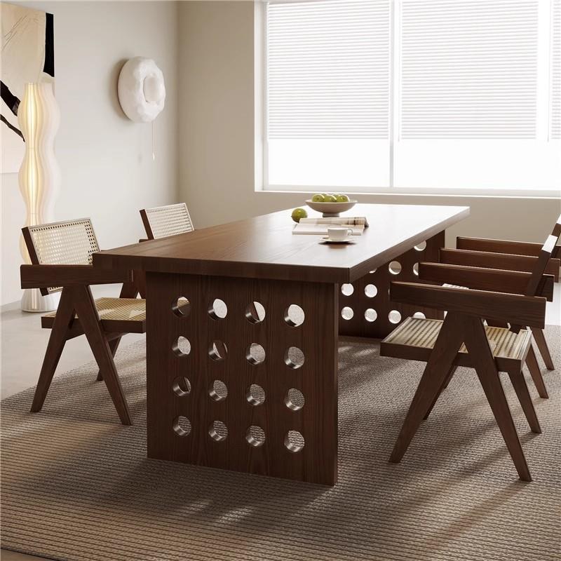 Carefully selected solid wood suspended desk, living room log large board table, medieval study room calligraphy table, hole board long desk
