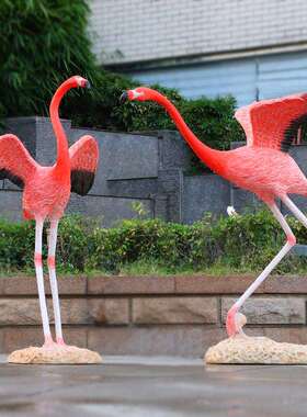 火烈鸟大型火烈户外林景观玻璃钢雕塑大型园动物橱水池场装饰庭院