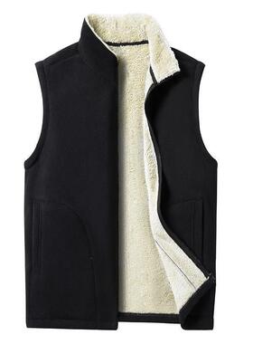 S 36656 Fleece Sleeves Vest Men Winter Solid Color 保暖摇