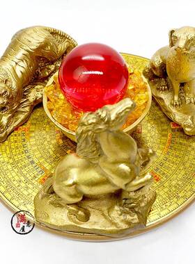 黄铜聚财阵招财三合六合生肖局葫芦罗盘貔貅金蟾龙龟麒麟客厅摆件