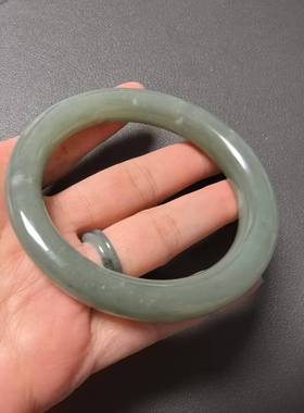 ZB85 捡漏天然和田玉 手镯 50.48g 内直径57.5  附鉴定证书