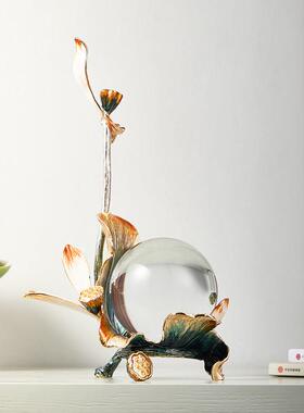 轻奢珐瑯彩艺术球摆件高档书房客厅茶几桌面电视柜装饰品乔迁送礼