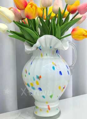 北欧简约芬顿花瓶摆件高级感玻璃轻奢花瓶摆件