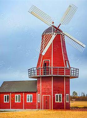 厂款家制作新大户外型网打卡景区乐园荷兰红风车门头实木景观wyt3