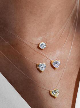 Transparent fishline necklace love collarbone chain