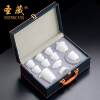 Sacred Tibetan plain-fired jade, ice-seed jade porcelain, covered bowl, kung fu tea set, teapot, light luxury high-end gift box for elders