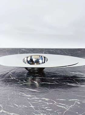 代不锈钢银现托色金餐属椭圆星际8209盘客厅桌样板间装饰果盘桌面