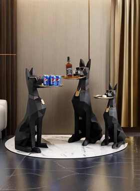 创意落地绅士狗摆件轻奢客厅装饰沙发电视柜家居托盘乔迁新居大型