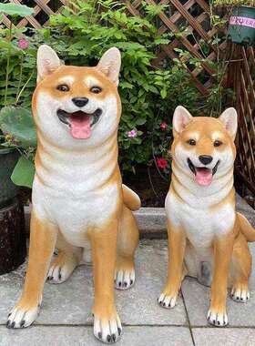 柴犬狗摆件客厅落地仿真秋田犬模型家居电视柜庭院装饰大型看门狗