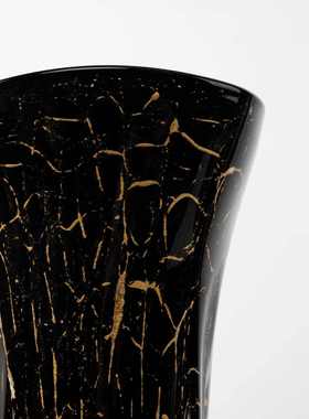 黑色高级感黑金玻璃花瓶现代家居茶几桌面装饰摆件轻奢桌面餐厅