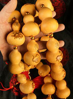 天然葫芦串十二生肖猴鸡挂件 吉祥工艺品 雕花烙画把玩文玩葫芦