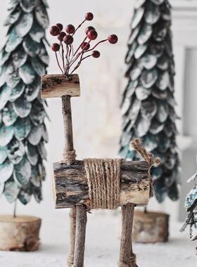 树皮原木座圣诞树摆件客厅家居装饰品桌面办公室玄关房间布置摆设