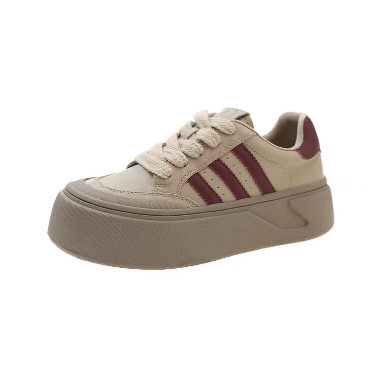 德训鞋女2025新款百搭厚底松糕鞋休闲鞋圆头丑萌鞋学生低帮板鞋子 - 图3