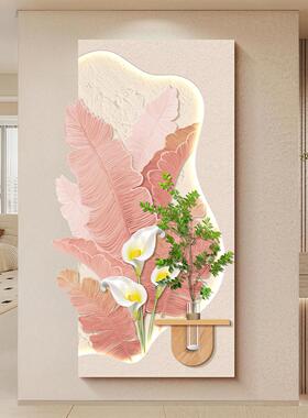 奶油风玄关装饰画家大业大走廊过道壁画高级立体感客厅砂岩氛围灯