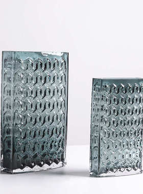 简约玻璃花瓶彩色方口珠点插花器茶几桌面家居装饰创意摆件批发