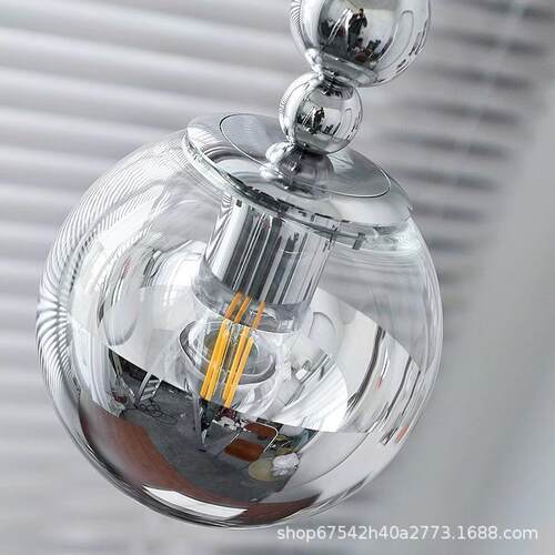 玻璃银色中古床头小吊灯包豪斯设计师创意现代感复古餐厅吧台灯具 - 图2