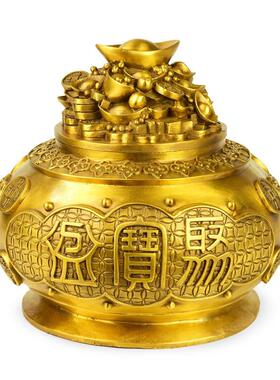 黄铜聚宝盆摆件黄铜聚宝盆家居装饰品摆件金属工艺品
