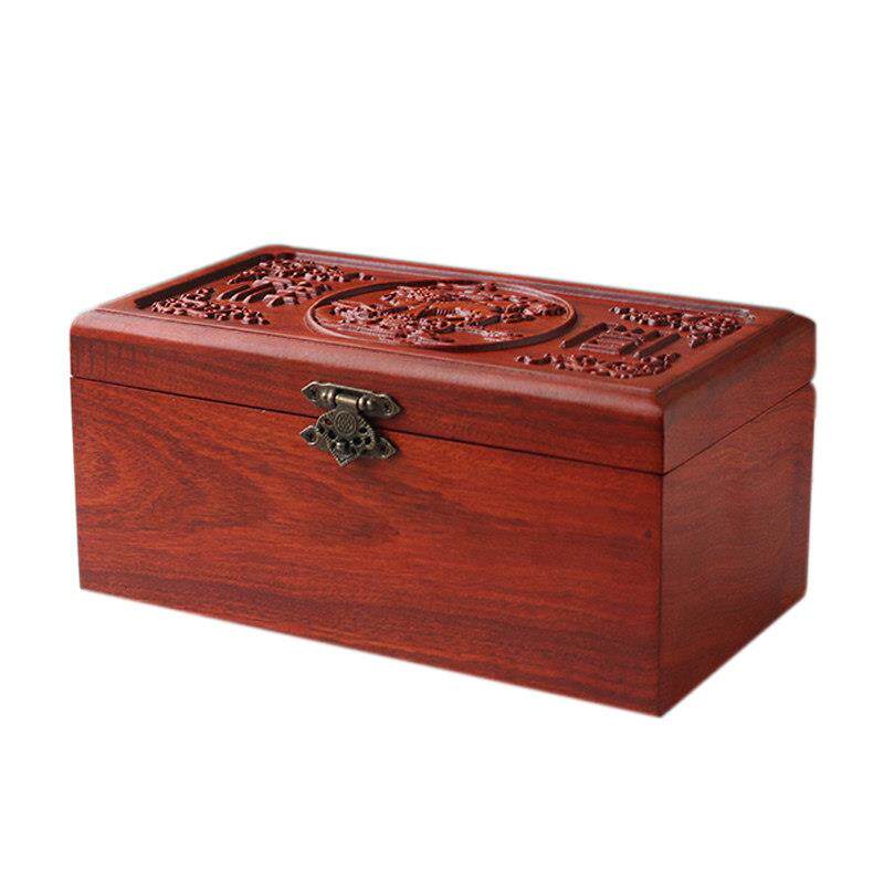 Solid wood jewelry box with lock mahogany jewelry box wooden box seal bracelet ring box Chinese wooden storage box