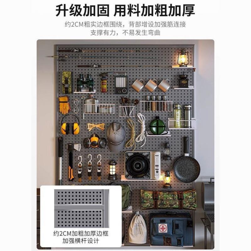 Super load-bearing hole board round hole wall hanging hardware tool rack display storage shelf kitchen household multi-purpose