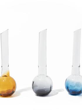 现代简约渐变斜口单支花花瓶创意细长小口电视柜酒店玄关软装摆件