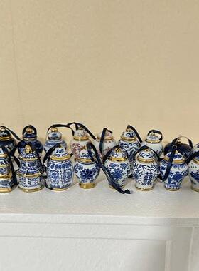 景德镇陶瓷金圣诞饰品礼品车载装饰挂件迷你青花瓷瓶吊坠风铃摆件