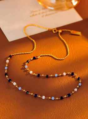 2025新款花迹彩色串珠颈链小清新锁骨链轻奢时尚礼物项链