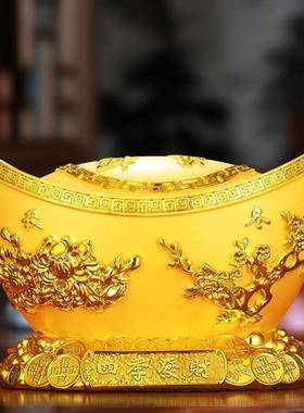 客厅高级感柜子摆件冰箱顶上面的摆件金元宝聚宝盆存钱罐客厅办公