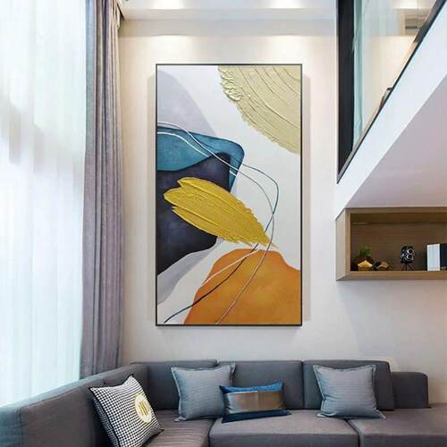 轻奢手绘油画玄关过道抽象装饰画现代简约高档艺术铝合金走廊壁画 - 图2