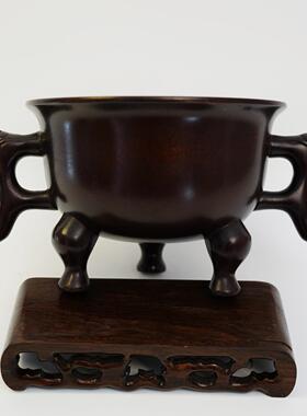 仿古三足象炉宣德炉家用熏香炉香炉象足象耳香炉做旧摆件 香炉生