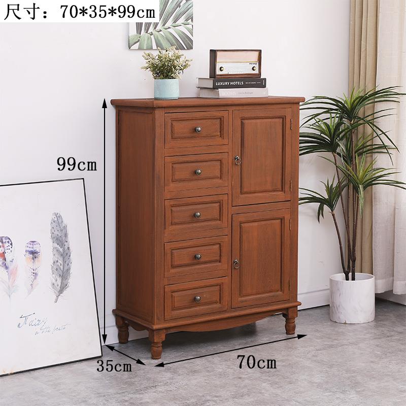 正品斗柜实木美式用收特纳储物柜客厅室靠墙小柜子家高五斗柜带门 - 图3