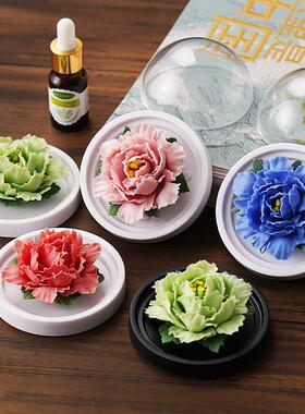 非遗手捏牡丹花摆件陶瓷香薰扩香器香氛办公室桌面家居饰品礼盒装