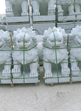石狮子一对家用看门镇宅祠堂门口带底座大号石雕花岗岩石狮子摆件