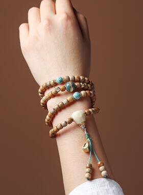 2026精品楼兰戈壁色库克手串圆珠手串菩提念珠佛珠项链男多圈文玩