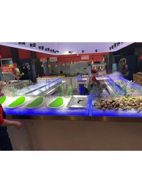 明档冰台海鲜展示柜商用饭店自助餐厅火锅点菜冷藏不锈钢熟食冰槽