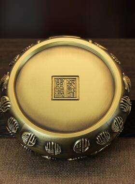仿古黄铜烟灰缸带盖摆SUA飞灰财富铜满袋中式办公室件楚汉象棋防