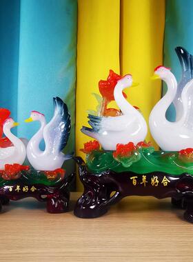 大号百年好合天鹅摆件结婚礼物客厅新房摆设送闺蜜朋友新婚庆礼品