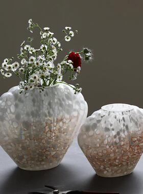 贝壳法式中古风玻璃花瓶复古氛围感手工琉璃插花摆件花器家居软装