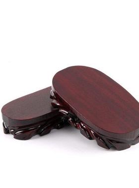 椭圆形托盘木头底座花瓶装饰摆件