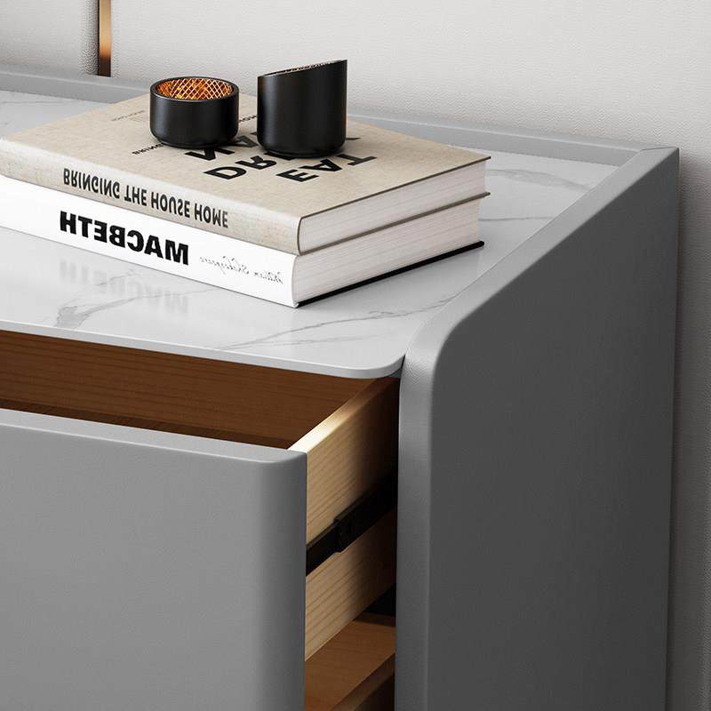 全实木轻奢岩板床头柜卧室现代简约意式极简皮质储物床边收纳柜子,淘宝优惠券,粉丝福利购,淘宝优惠卷