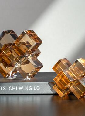 现代简约轻奢家居饰品书靠摆件样板房样品屋展示中心卧室书桌水晶