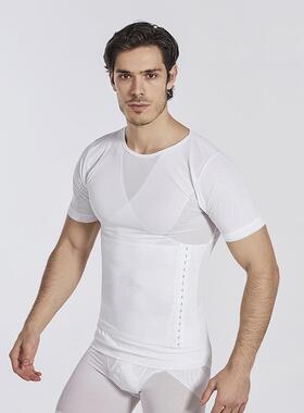 Men's shapewear, short sleeved mesh, breathable, abdominal