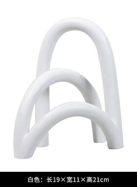 现代简约树脂拱形桥设计师摆件客厅电视柜玄关几何组合软装摆设