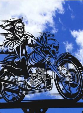 不锈钢风向标龙形女巫死神野马喷漆户外人与狗金属风向标摆件