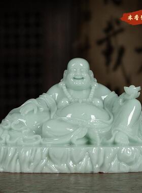 玉石招财弥勒佛像摆件笑口常开佛神像乔迁新居玄关店铺开业工艺礼
