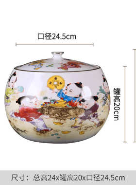 景德镇陶瓷童子聚宝盆摆件家居装饰品中式客厅玄关博古架